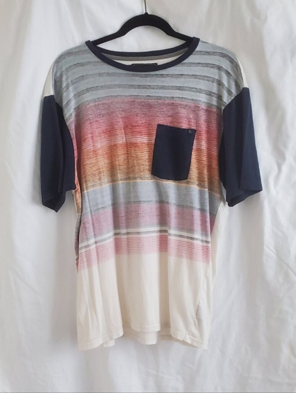Lost Shirt Vintage T Shirt Tillys Multicolor Stripe T Shirt Men Casual Tee Navy - Picture 6 of 11